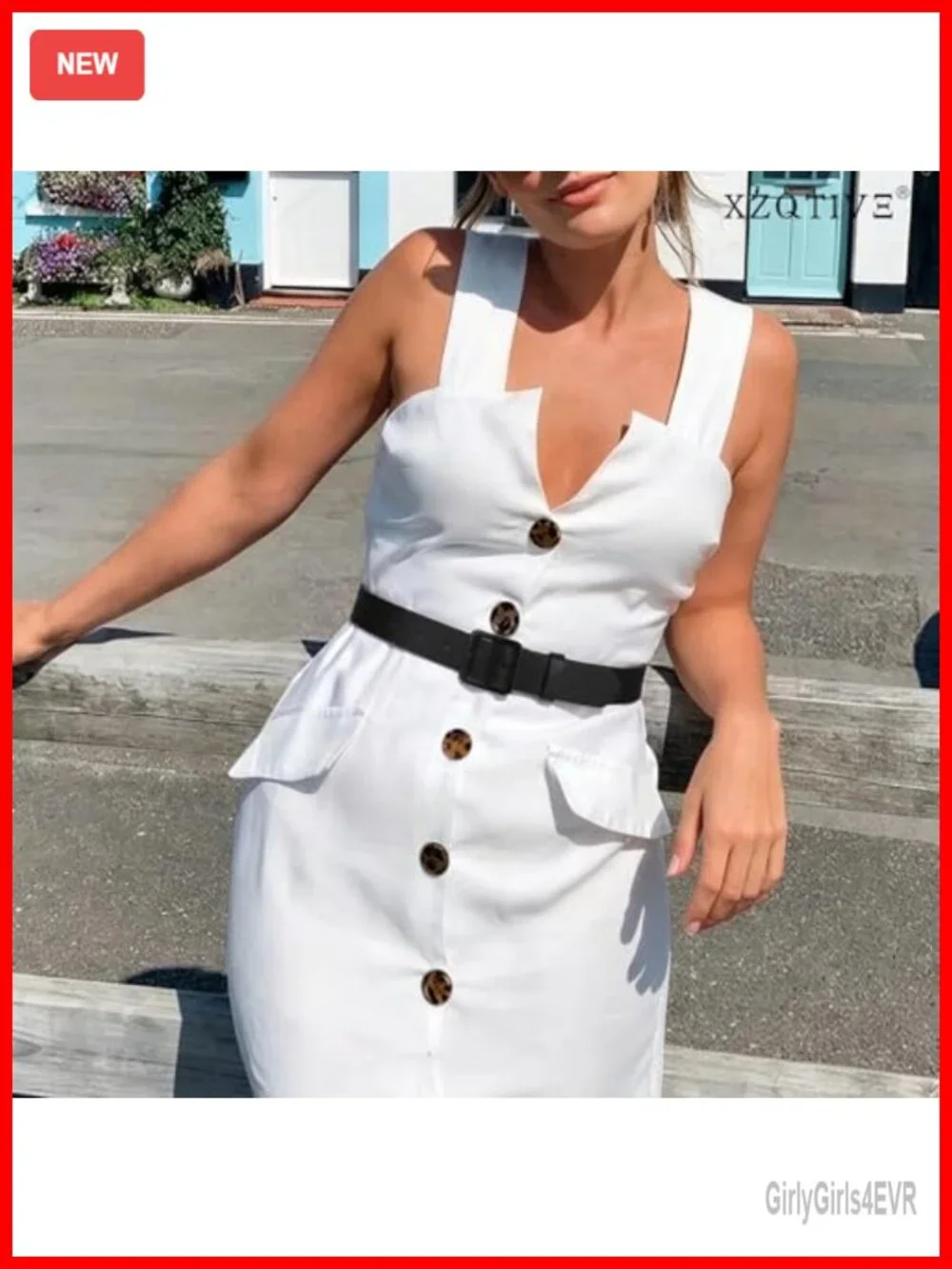 Women's Faux Leather Belt with Square Buckle for Jeans & Dresses